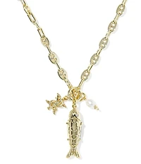 Kendra Scott Parker Fish Charm Long Strand Chain Necklace