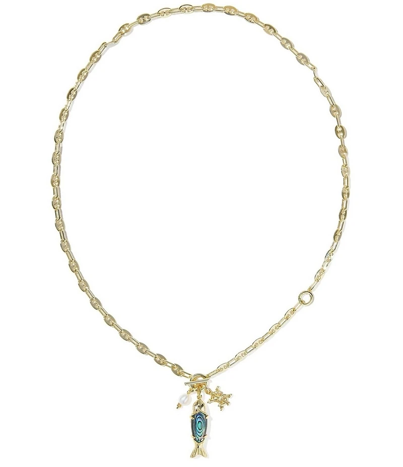 Kendra Scott Parker Fish Charm Long Strand Chain Necklace