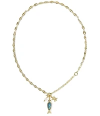 Kendra Scott Parker Fish Charm Long Strand Chain Necklace