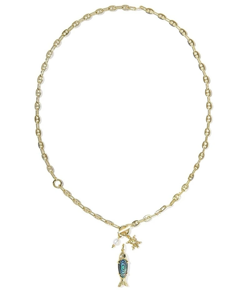 Kendra Scott Parker Fish Charm Long Strand Chain Necklace