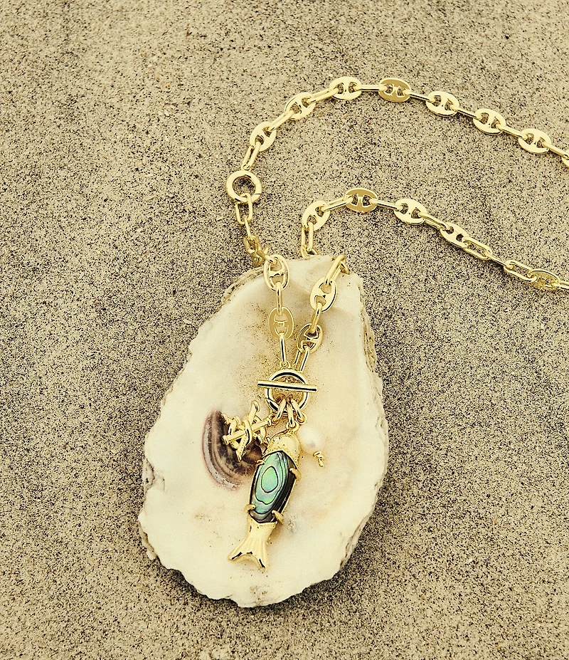 Kendra Scott Parker Fish Charm Long Strand Chain Necklace