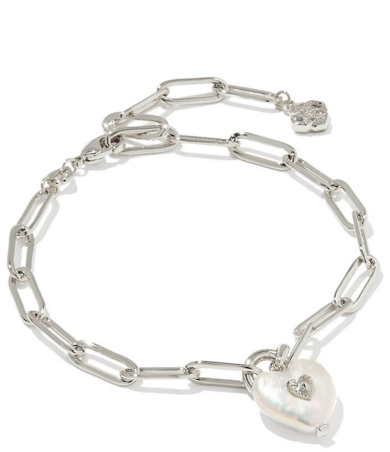Kendra Scott Sasha Heart Pearl Delicate Chain Line Bracelet