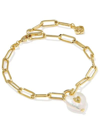 Kendra Scott Sasha Heart Pearl Delicate Chain Line Bracelet