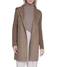 Kenneth Cole New York Ladies Double Breasted Hooded Wool Coat
