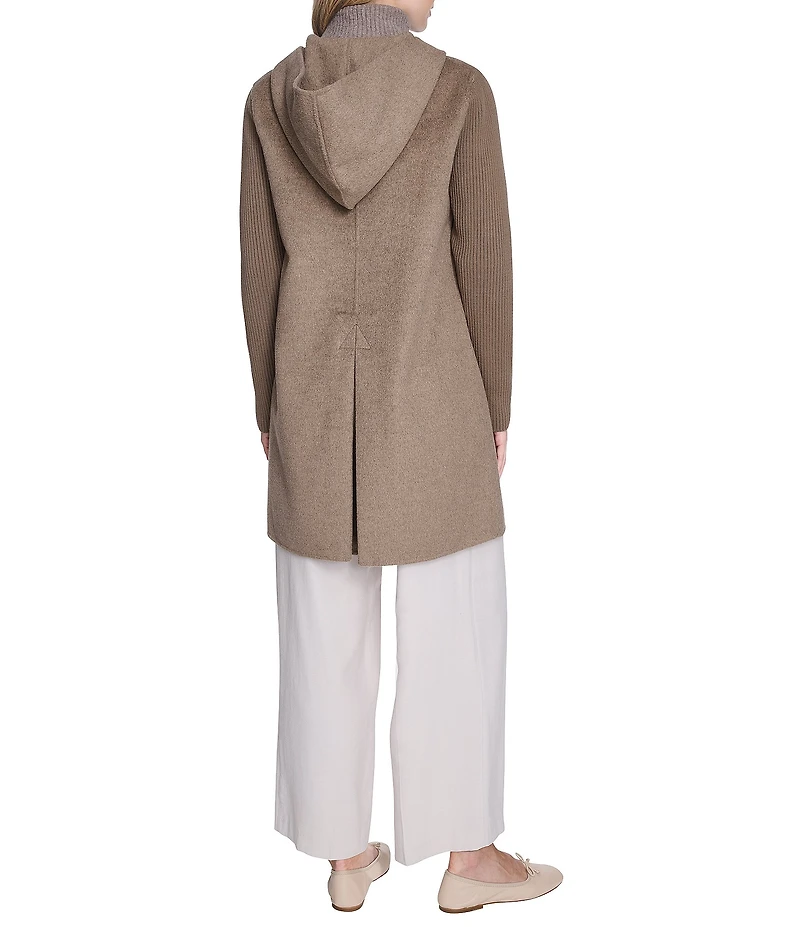 Kenneth Cole New York Ladies Double Breasted Hooded Wool Coat