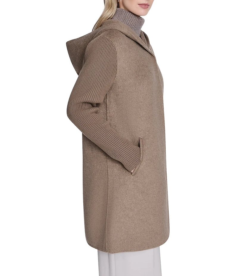 Kenneth Cole New York Ladies Double Breasted Hooded Wool Coat