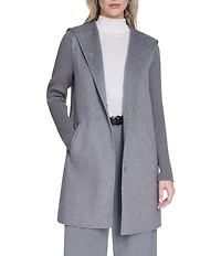 Kenneth Cole New York Ladies Double Breasted Hooded Wool Coat