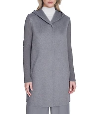 Kenneth Cole New York Ladies Double Breasted Hooded Wool Coat