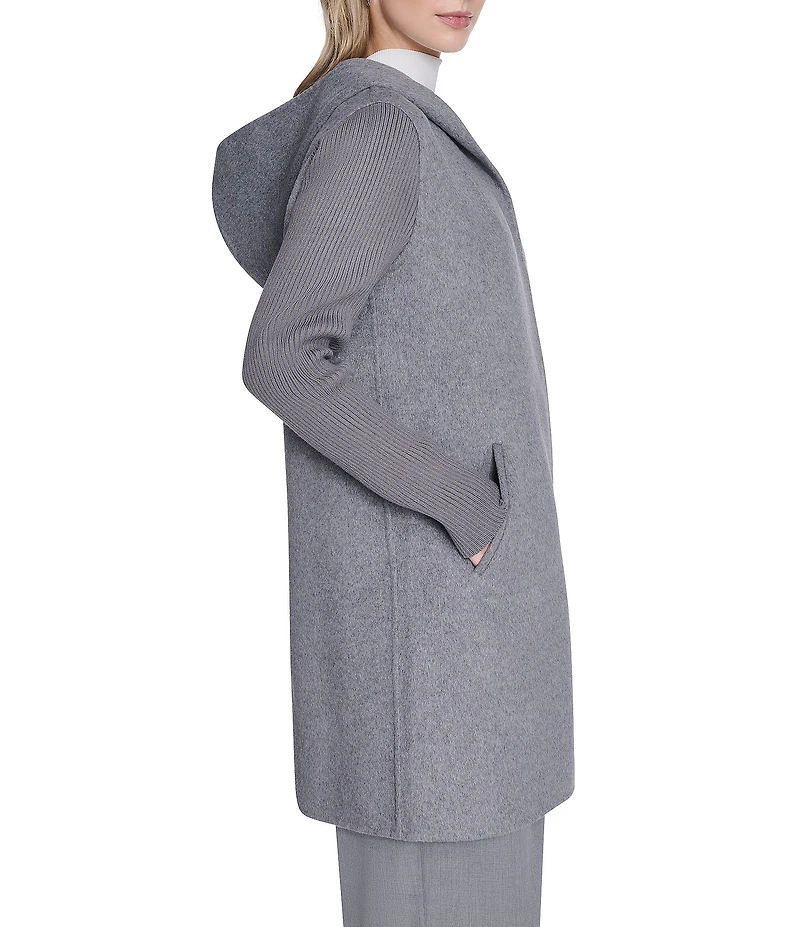 Kenneth Cole New York Ladies Double Breasted Hooded Wool Coat