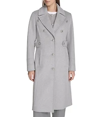 Kenneth Cole New York Military Wool Notch Collar Long Sleeve Button Front Coat