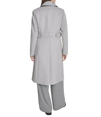 Kenneth Cole New York Military Wool Notch Collar Long Sleeve Button Front Coat