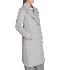 Kenneth Cole New York Military Wool Notch Collar Long Sleeve Button Front Coat