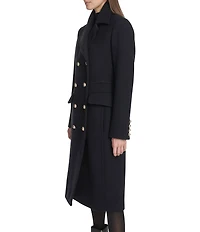 Kenneth Cole New York Solid Notch Collar Double Breasted Military Coat