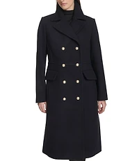 Kenneth Cole New York Solid Notch Collar Double Breasted Military Coat