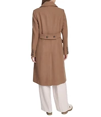 Kenneth Cole New York Solid Notch Collar Double Breasted Military Coat