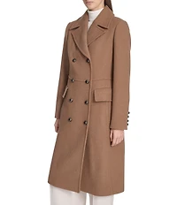 Kenneth Cole New York Solid Notch Collar Double Breasted Military Coat