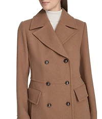 Kenneth Cole New York Solid Notch Collar Double Breasted Military Coat