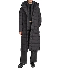 Kenneth Cole New York Water Resistant Channel Quilt Hooded Stand Collar Dog Walker Puffer