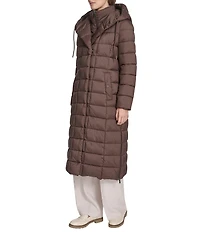 Kenneth Cole New York Water Resistant Channel Quilt Hooded Stand Collar Dog Walker Puffer