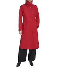 Kenneth Cole New York Wool Blend Stand Collar Back Belt Walker Coat