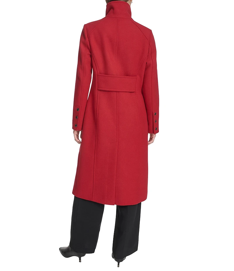 Kenneth Cole New York Wool Blend Stand Collar Back Belt Walker Coat