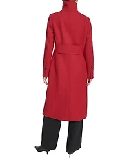 Kenneth Cole New York Wool Blend Stand Collar Back Belt Walker Coat