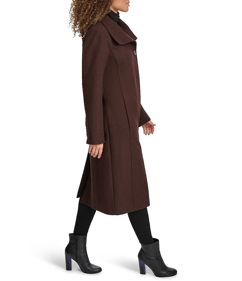 Kenneth Cole New York Wool Blend Stand Collar Back Belt Walker Coat