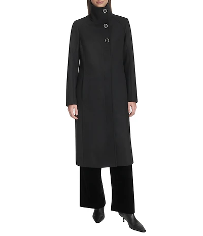 Kenneth Cole New York Wool Blend Stand Collar Back Belt Walker Coat