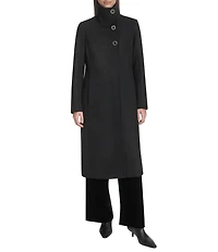 Kenneth Cole New York Wool Blend Stand Collar Back Belt Walker Coat