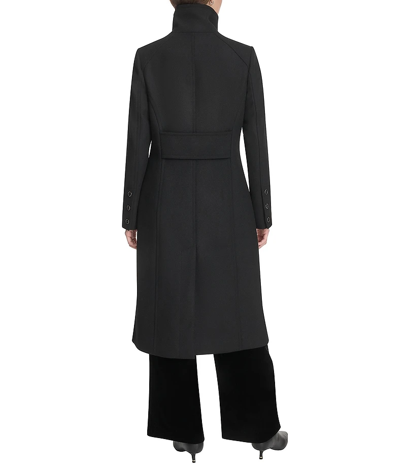 Kenneth Cole New York Wool Blend Stand Collar Back Belt Walker Coat