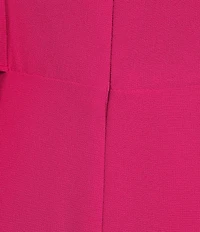 Kensie Chiffon Surplice V-Neck Short Flutter Sleeve Ruffle Overlay Wide Leg Jumpsuit