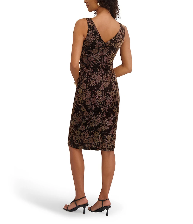 Kensie Cowl Neck Floral Print Sleeveless Dress