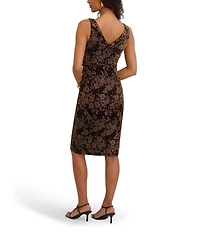 Kensie Cowl Neck Floral Print Sleeveless Dress