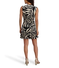 Kensie Floral Printed Jersey Knit Fit and Flare Dress