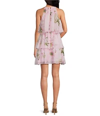 Kensie Halter Floral Chiffon Tiered Mini Dress