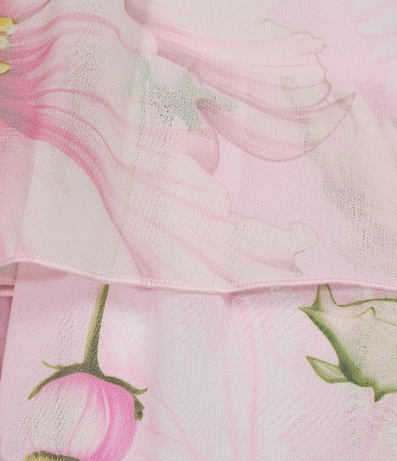 Kensie Halter Floral Chiffon Tiered Mini Dress