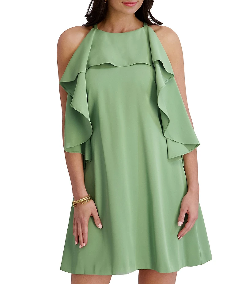 Kensie Halter Neck Sleeveless Ruffle Tier Mini Dress