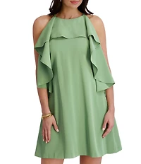 Kensie Halter Neck Sleeveless Ruffle Tier Mini Dress