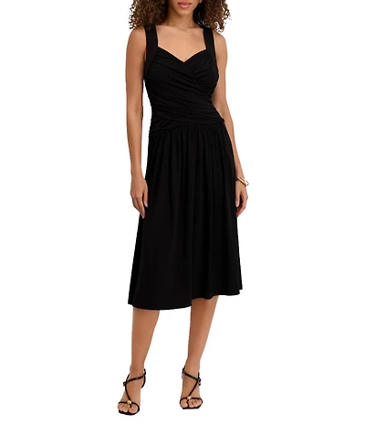 Kensie Jersey Knit Sweetheart Wide Strap Midi Dress
