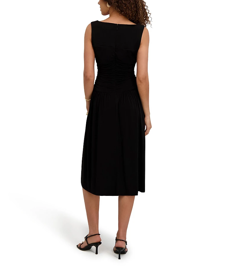Kensie Jersey Knit Sweetheart Wide Strap Midi Dress