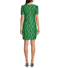 Kensie Lace V-Neck Short Sleeve Sheath Mini Dress