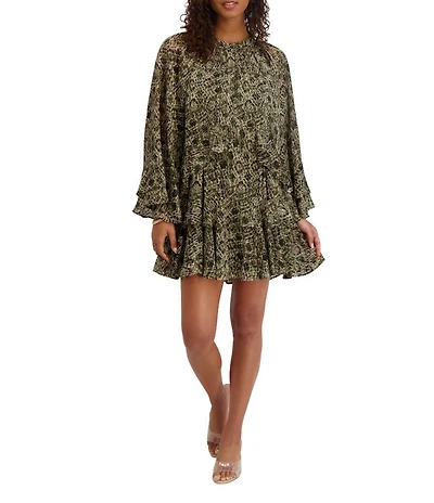 Kensie Long Sleeve Printed Shift Dress