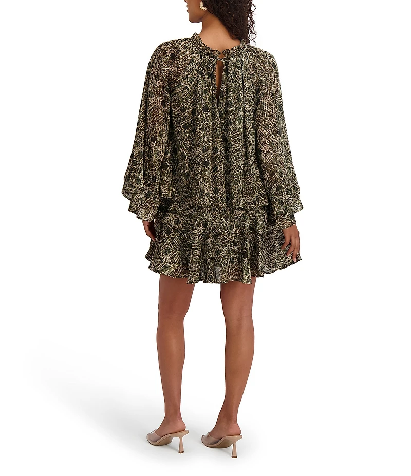 Kensie Long Sleeve Printed Shift Dress