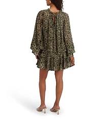 Kensie Long Sleeve Printed Shift Dress