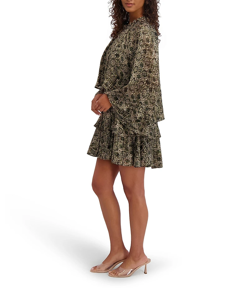Kensie Long Sleeve Printed Shift Dress