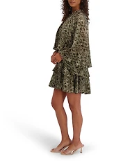 Kensie Long Sleeve Printed Shift Dress