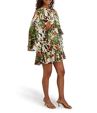 Kensie Long Sleeve Printed Shift Dress
