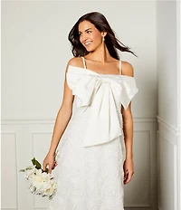 Kensie Matte Satin Square Neck Sleeveless Spaghetti Straps Oversize Bow A-Line Midi Dress