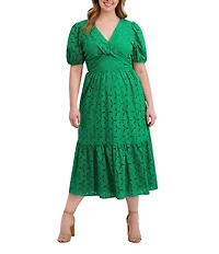 Kensie Plus Size Cotton Eyelet Dress