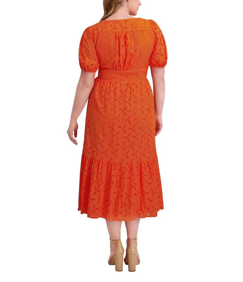 Kensie Plus Size Cotton Eyelet Dress